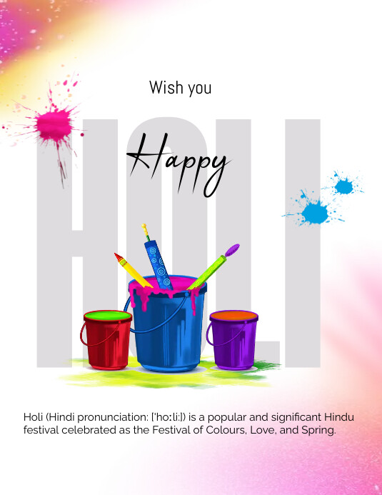 Holi Design Creative | Holi Poster Ulotka (US Letter) template